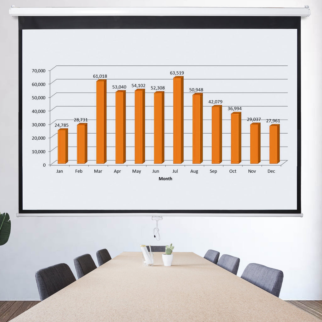 Superdeal Wall Mount 100" Auto-Lock Projector Screen, Matte White