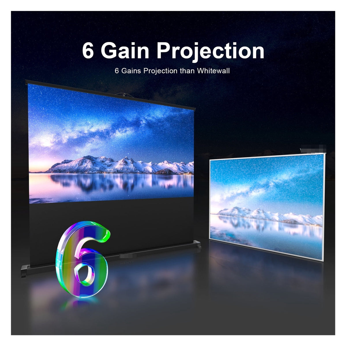 P50 Pro 50 Portable Projector Screen Tabletop Screen HD 16:9 Projection Pull Up Foldable Stand For Home Party Backyard Stadium Park Outdoor ,Wide Application