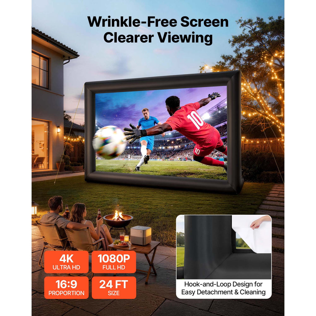 KFFKFF 24 ft Inflatable Outdoor Projection Screen with Storage Bag, Dual-Sided Viewing, Quick Setup, Perfect for Backyard Movie Nights and Events