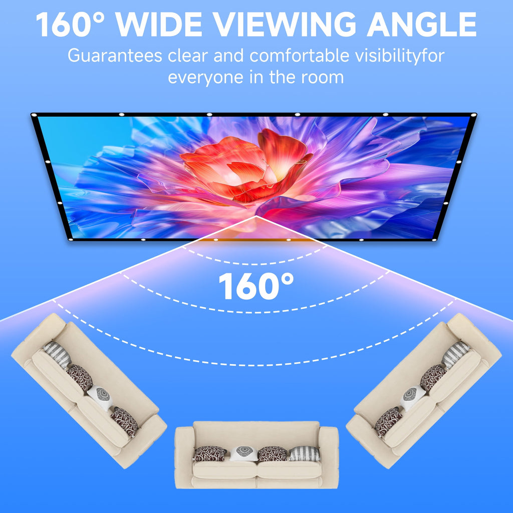 SCREENMAX Projector Screen 120 inch, 16:9 4K HD Movie Portable Projector Screen Indoor Outdoor Projection Screen Wrinkle-Free Foldable Movie Screen for Backyard