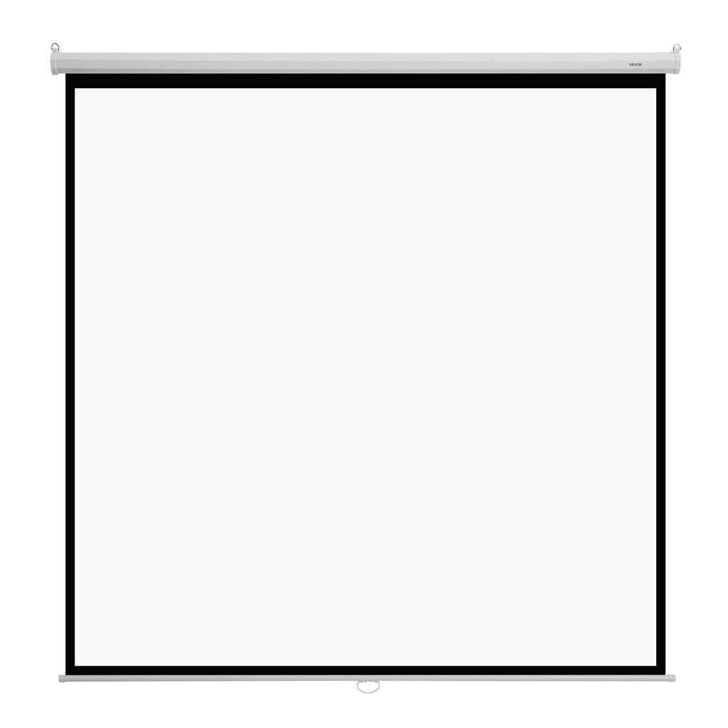 VEVOR Manual Projector Screen, 120 inch 1:1 4K 1080 HD Retractable Pull Down Projector Screen, Wall Mounted Movie Projection with Pull Rope, Portable Display Projectoin for Family Home Office Theater