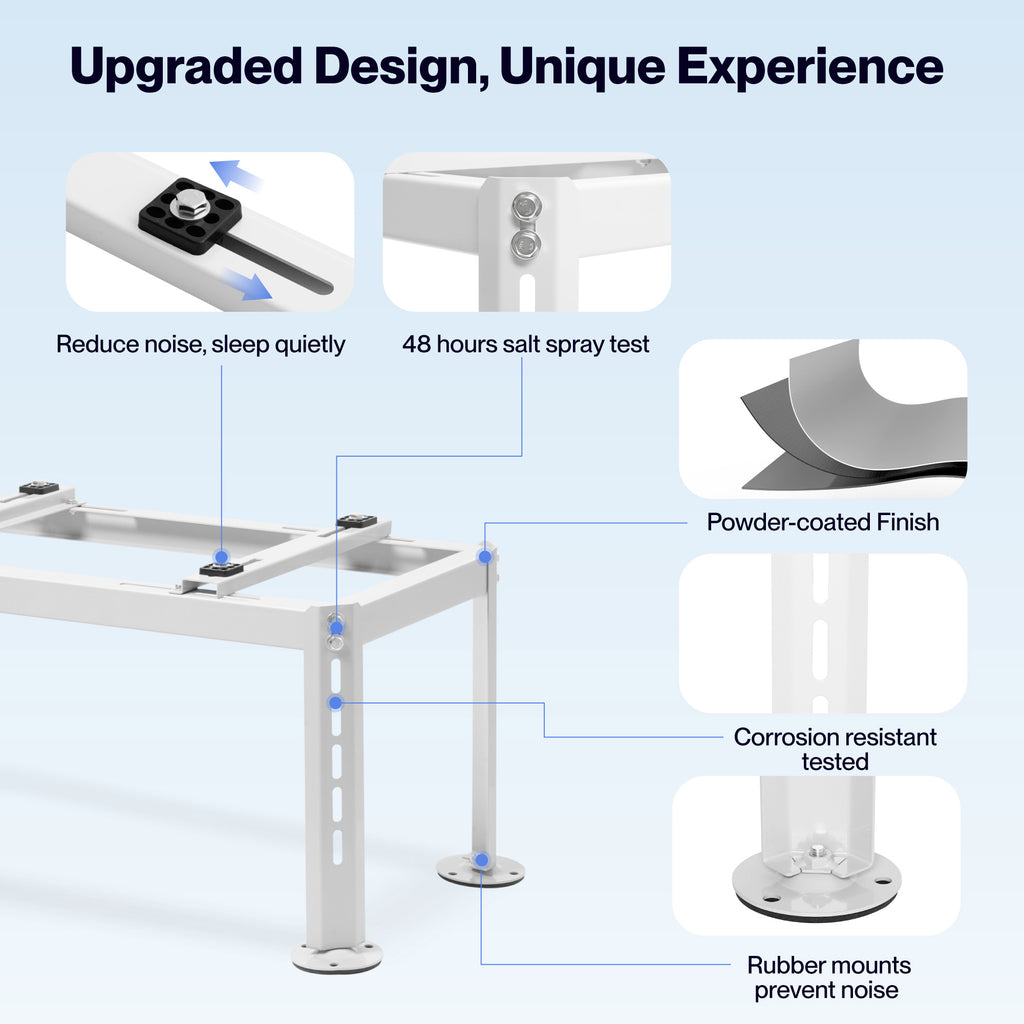 DELLA Mini Split Ground Stand for 9000-45000 BTU Ductless Air Conditioners Heat Pumps System & HVAC, Heavy Duty Steel Powder Coated, Adjustable Width Mini Split Condenser Stand, Max Load: 440 LBS