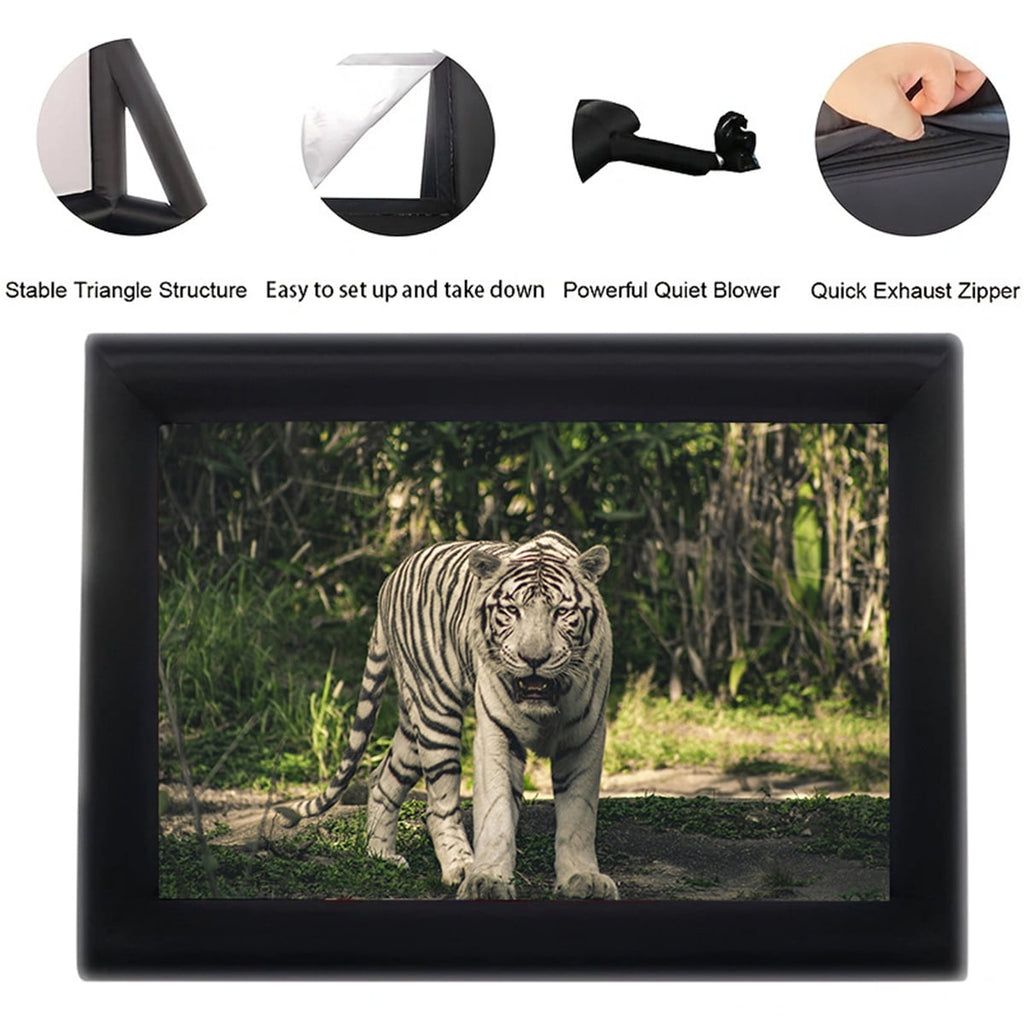 XHYHWYD 20ft Outdoor Free Standing Inflatable Projector Screen, 240 in with Air Blower, Black, 20FT-Dwarf foot, New