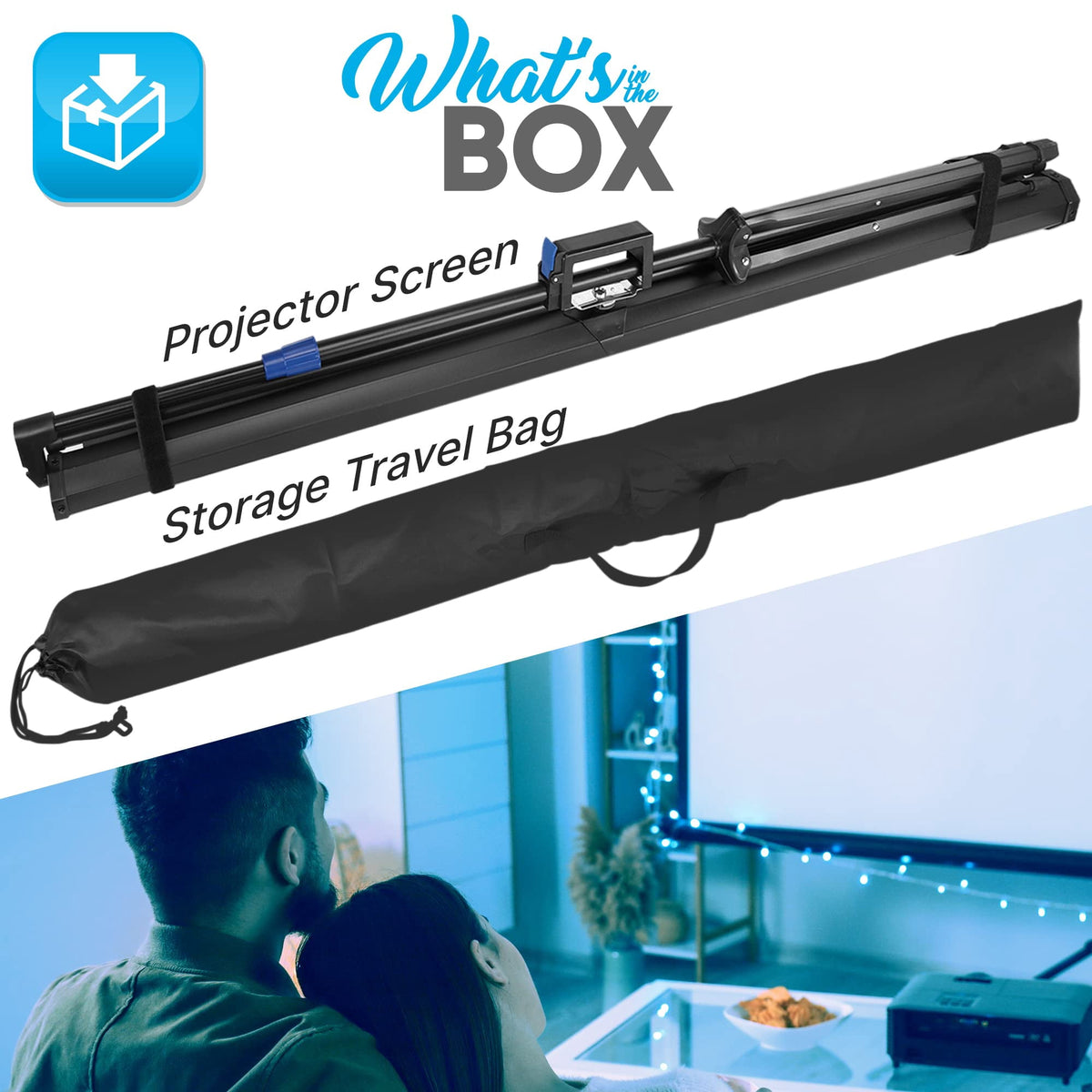 Pyle Universal Projector Screen W/ Stand 60-inch Floor Standing Portable Fold-Out Rollup Matte