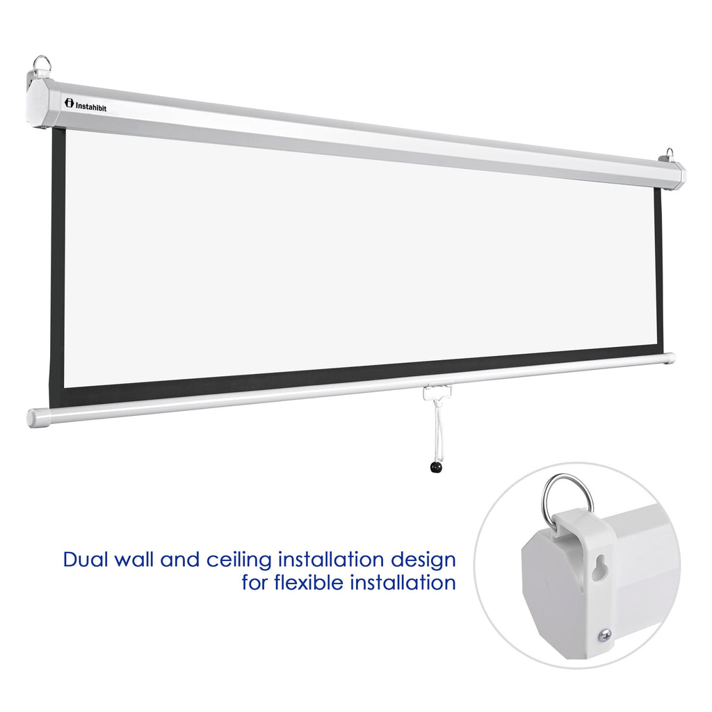 InstaHibit 92" Motorized Projection Screen with Remote Control 16:9 4K 3D HD Electric Projector Screen Wall Mounted Indoor Outdoor Movie Night