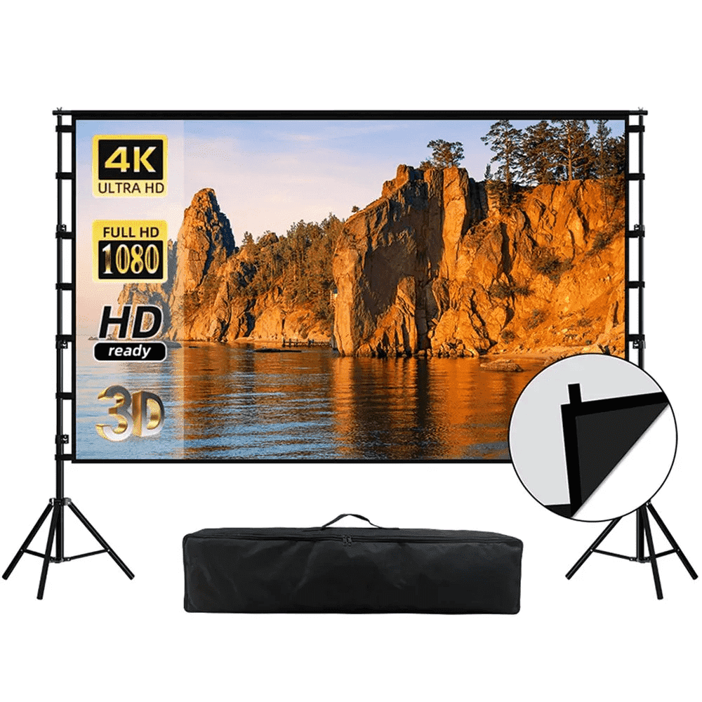 HVKDIEB Projector Screen With Stand Soft Grey Wrinkle-Free Anti-Light 160° Viewing Angle 120 in Reflective Screen Outdoor