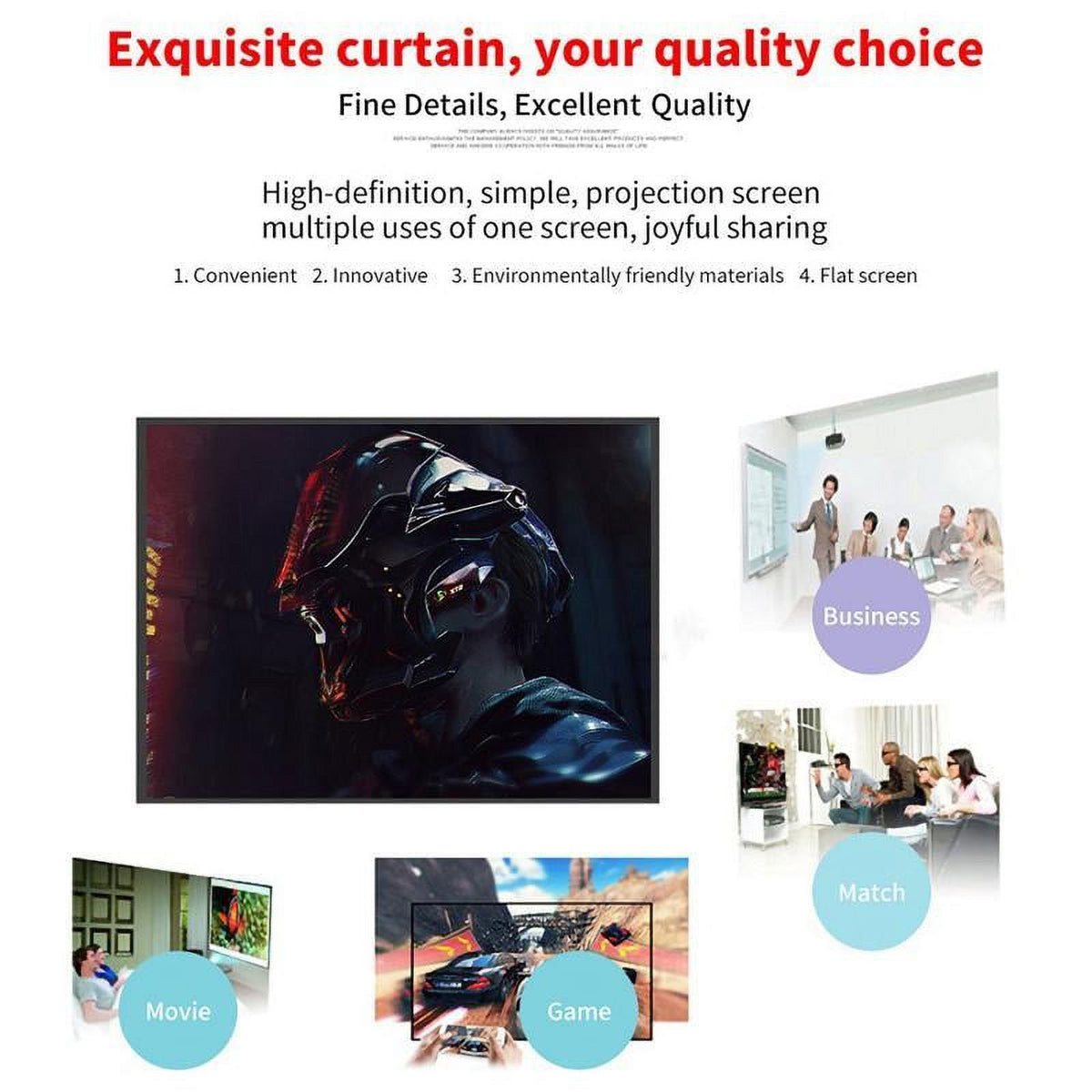 Sardfxul Projector Screen 150 inch 16:9 Foldable Anti-Crease Portable Projection Movies Screen for Home Theater Outdoor Indoor