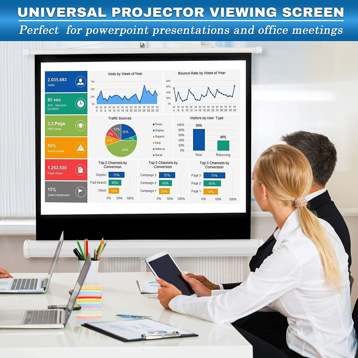 Pyle® Prjtp42 Floor-Standing Portable Tr Manual Projector Screen (40-inch)