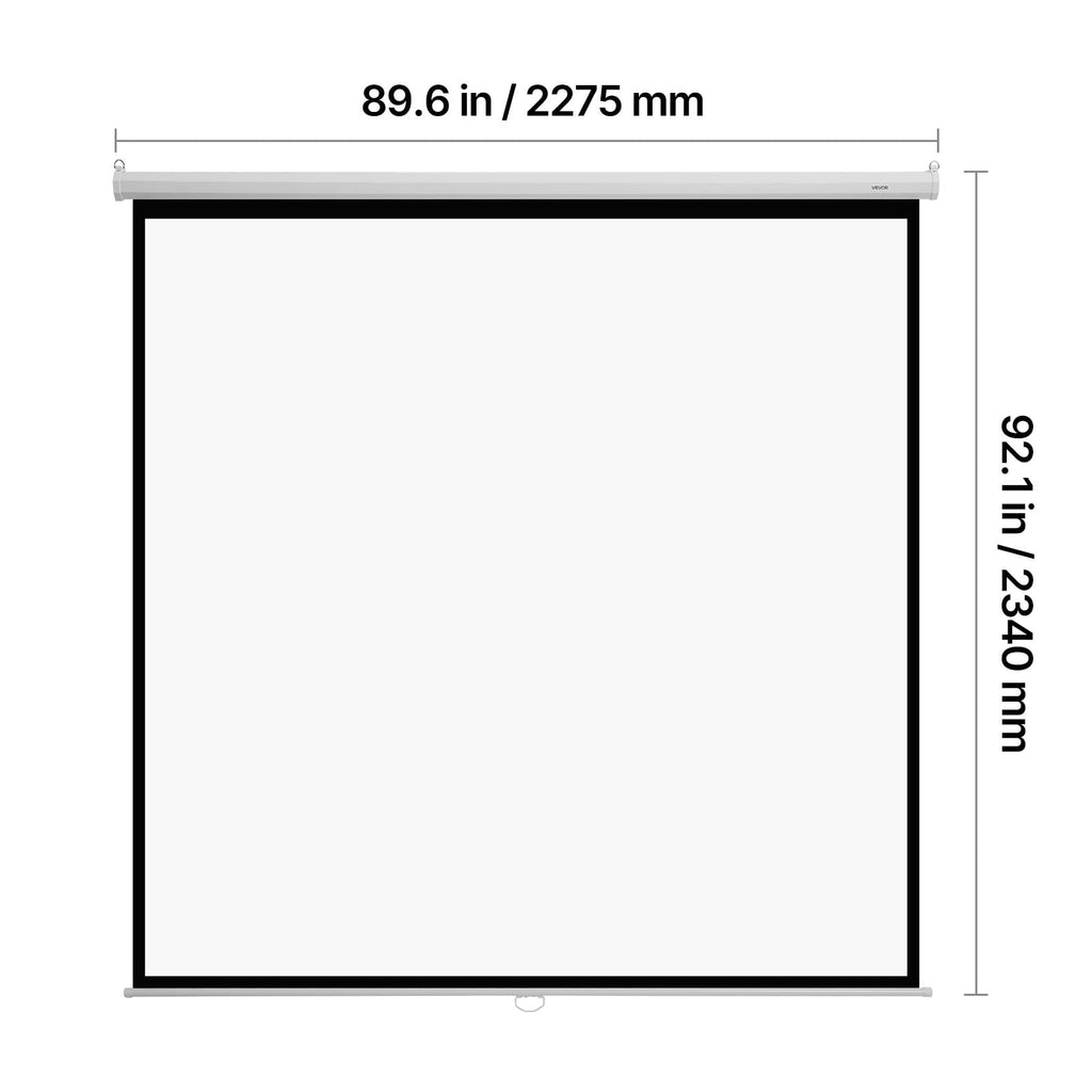 VEVOR Manual Projector Screen, 120 inch 1:1 4K 1080 HD Retractable Pull Down Projector Screen, Wall Mounted Movie Projection with Pull Rope, Portable Display Projectoin for Family Home Office Theater