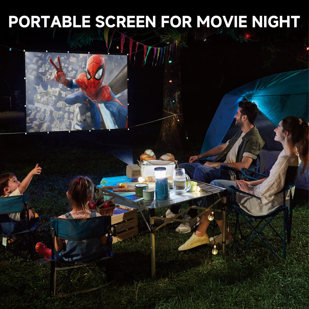 SCREENMAX Projector Screen 120 inch, 16:9 4K HD Movie Portable Projector Screen Indoor Outdoor Projection Screen Wrinkle-Free Foldable Movie Screen for Backyard