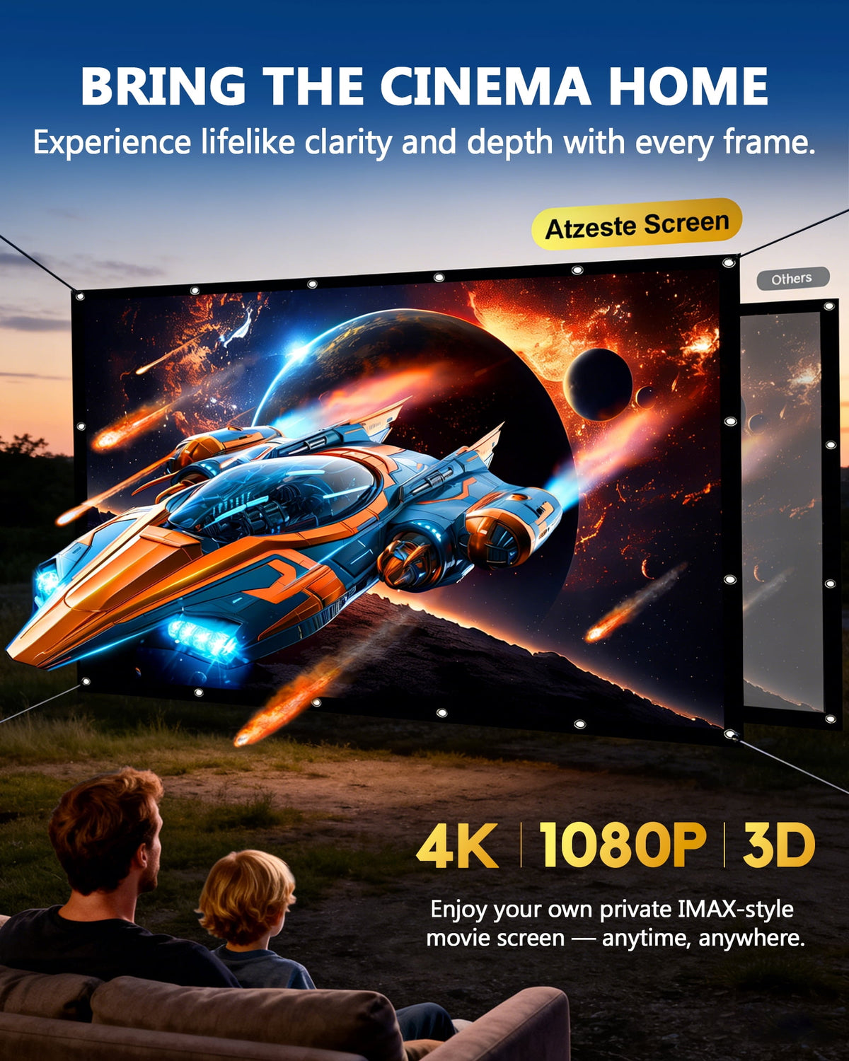 120 inch Projector Screen 16:9, 4K HD Indoor Outdoor Wall Mount Foldable Portable Movie Screens, Anti-Crease Projection Screen for Home Theater