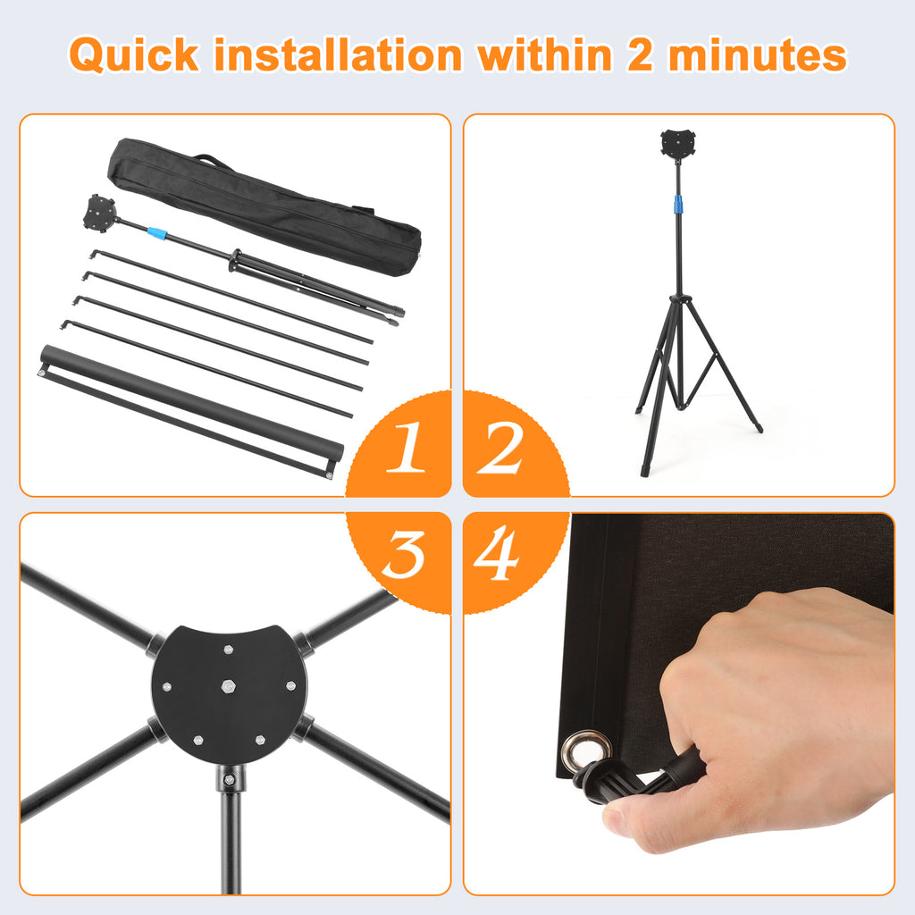 Visulapex Outdoor Projector Screen with Stand 80 inch, Portable Projector Screens for Outside Theater Home Backyard Movies
