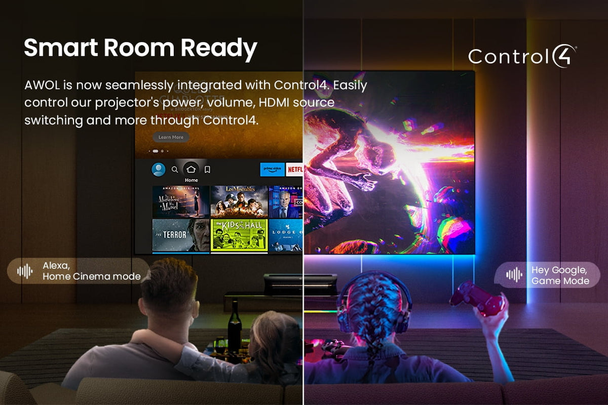 AWOL Vision LTV-3000 Pro 4K Ultra Short Throw Triple Laser Projector, 0.25:1 ratio