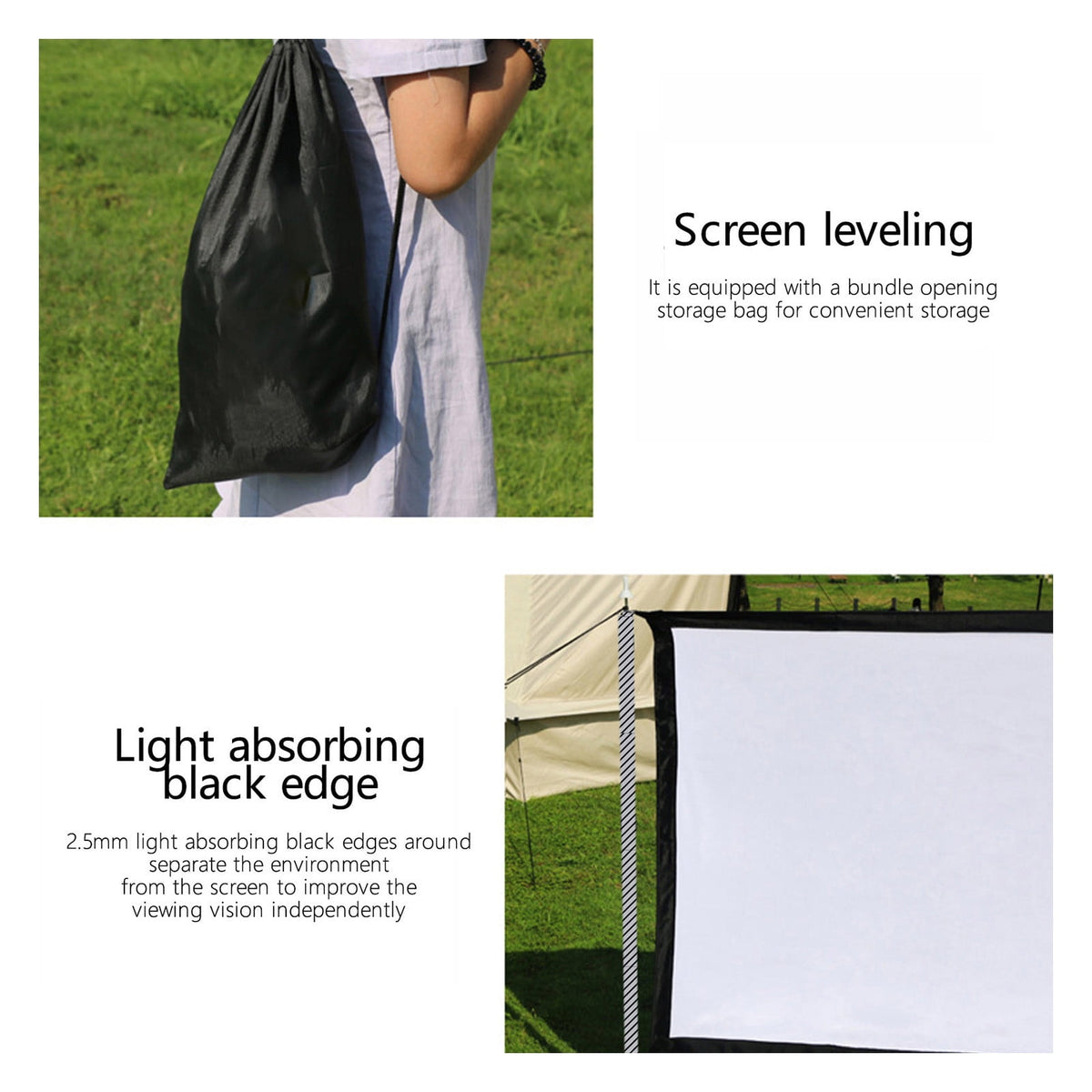 Foldable Portable Projector Screen 16:9 - Indoor Outdoor Movie Projection Screen Anti-Crease Double Sided Video Screen for Home Theater Camping Backyard Parties - with Storage Bag