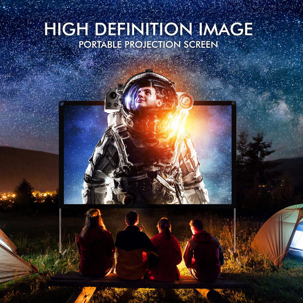 Pyle Projector Screen with Stand - 120" 16:9 HD 4K Portable Lightweight Freestanding Foldable Outdoor Movie Projection Display with Frame for Home Theater