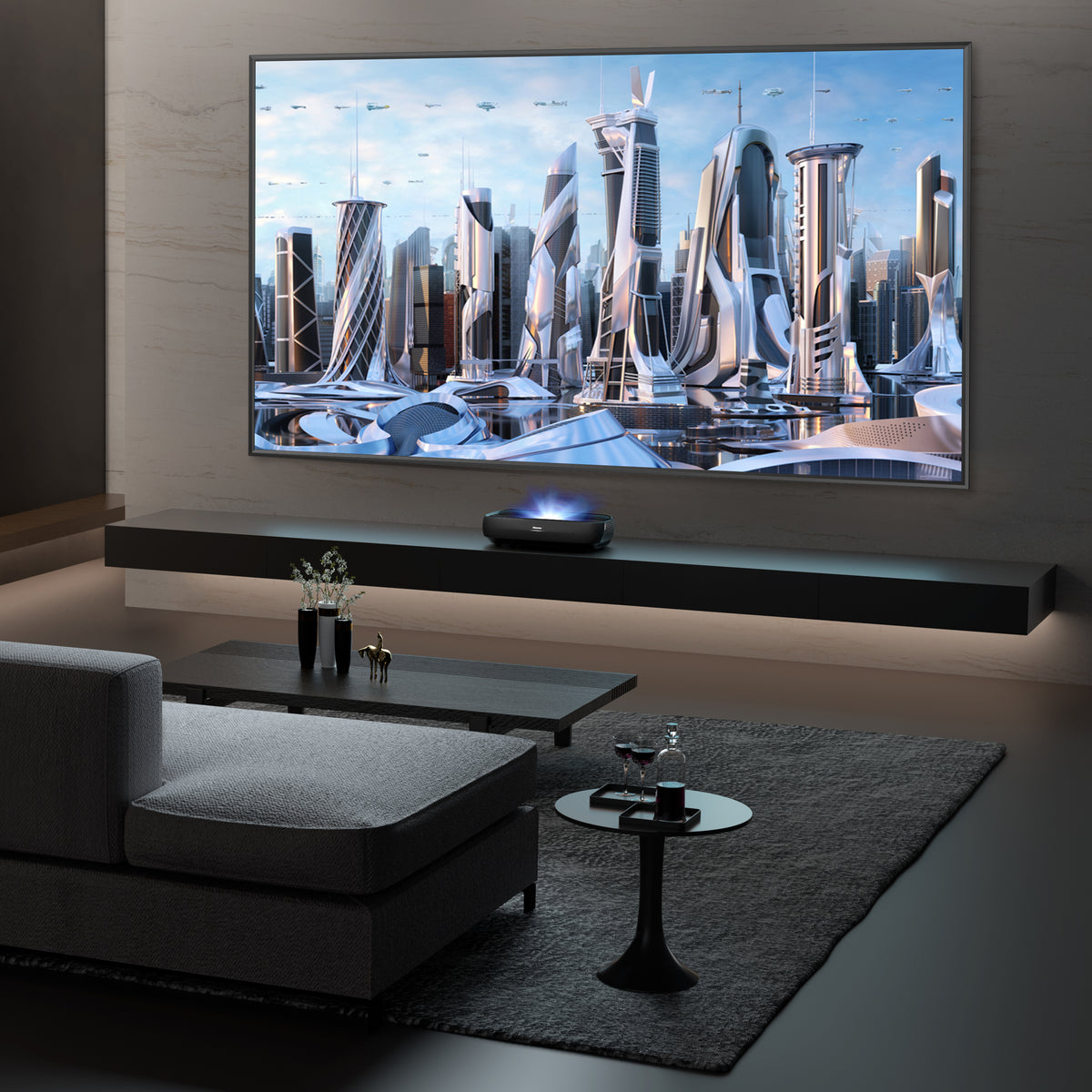 Hisense L9H TriChroma 4K Ultra Short Throw Laser TV Projector with 120" Ambient Light Rejecting Screen, Dolby Vision, Dolby Atmos, & Google TV