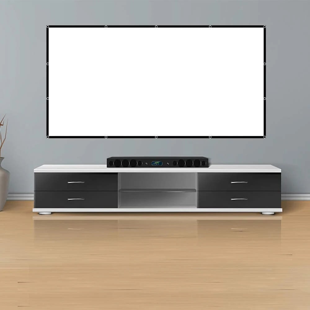 HVKDIEB Projector Screen 200 Inch 16:9 Washable Foldable Anti Wrinkle Portable Projector Cinema Screen for Home Theater Outdoor Indoor, Manual Wall Mounting,