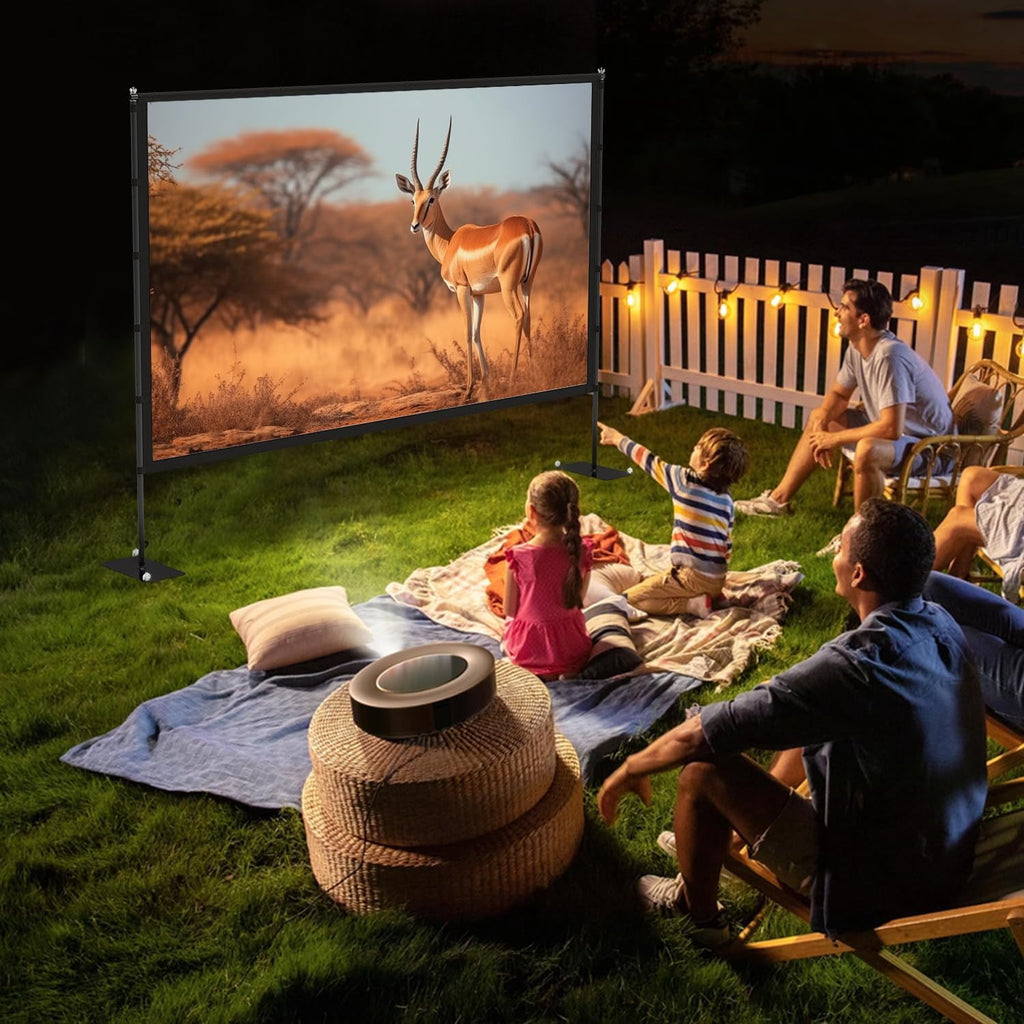 Projector Screen with Stand - 100 Inch Outdoor Projector Screen Portable Projector Screens 16:9 4K HD Outdoor Movie Screen with Carry Bag Can Enjoy Home Theater Projection Screen