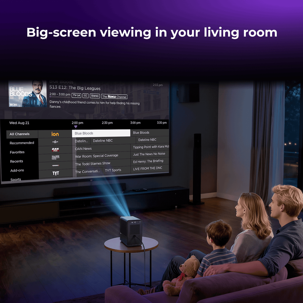 VANKYO Performance H500R Native 1080P Portable Projector, Built-in Roku TV, Full HD 5G Wifi & Bluetooth Outdoor Movie Projector, Auto-Focus & Auto-Keystone