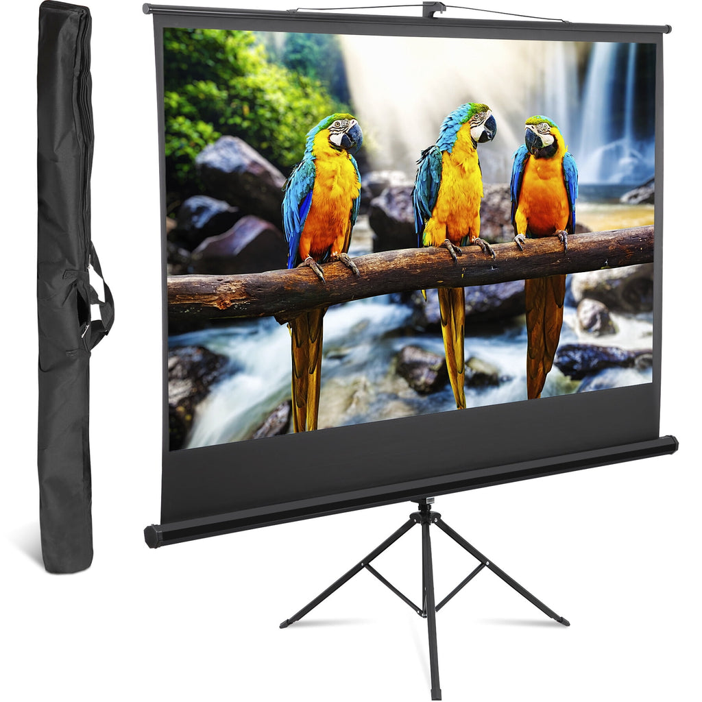 ZENSTYLE 84" 16:9 HD Projector Screen Stable Tripod Stand Movies Presentations with Carry Bag Black