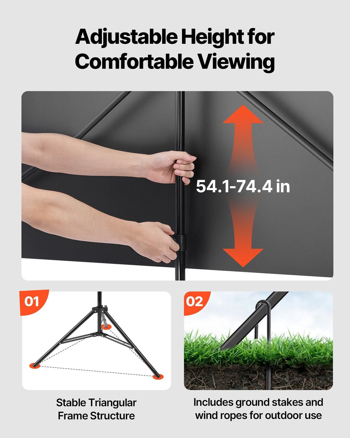 80" Portable Projector Screen with Stand, 4K HD Indoor/Outdoor, 16:9 Wrinkle-Resistant