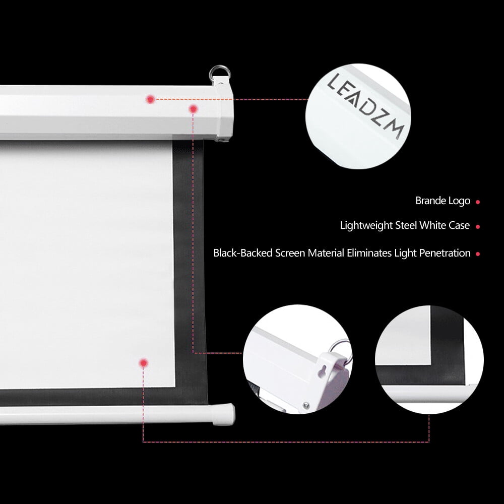 100 Inch Motorized Projector Screen, 4:3 Electric Projection Screen with Remote Control, Matte White Wall Ceiling Mount Movie Screen, White Case