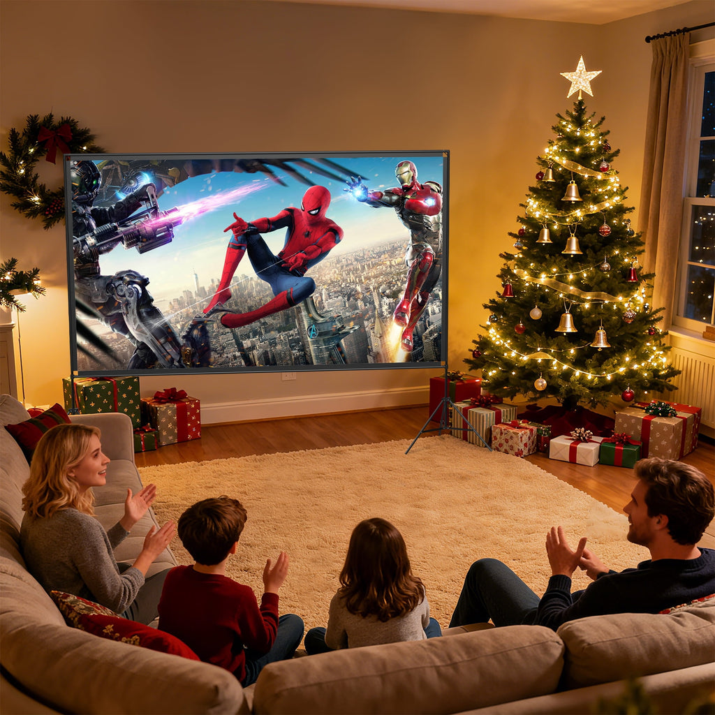 Outdoor Projector Screen with Stand, 100 inch 4K HD 16:9 Portable Movie Screen Wrinkle-Free Projection Screen with Carry Bag for Home Theater Movies Night