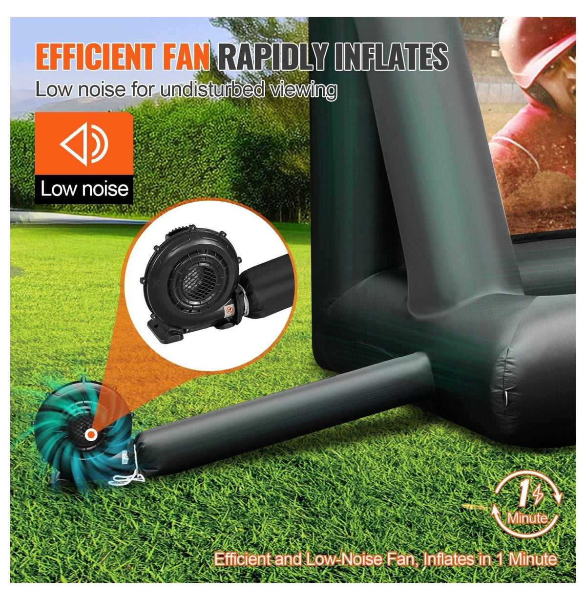 24FT Inflatable Movie Screen Projector Screen, 288inch Outdoor Backyard Theater with 360W Blower, Portable Blow Up Projector Screen for Films, Games