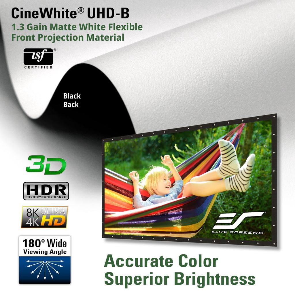 Elite Screens DIY Pro Series, 220" Diagonal, 16:9, Matte White Front Projection Material, Metal Grommets, Ropes,
