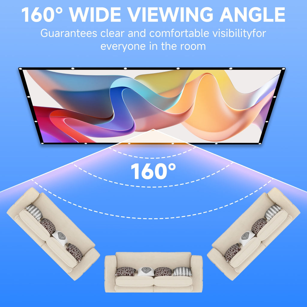 SCREENMAX Projector Screen 120 inch, 16:9 4K HD Movie Portable Projector Screen Indoor Outdoor Projection Screen Wrinkle-Free Foldable Movie Screen for Backyard