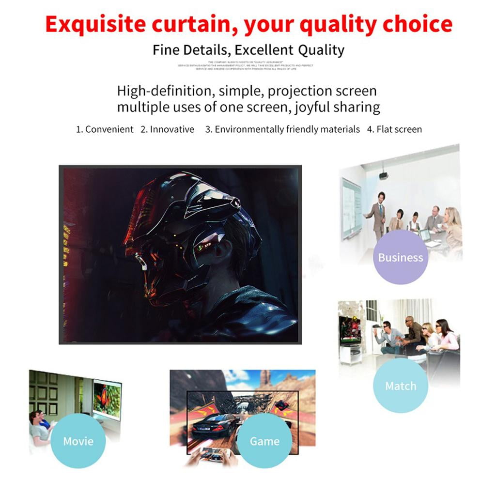 LeeQinersw 16:9 /4:3 Portable Foldable Projector Screen Wall Mounted Home Cinema Theater HD Projection Screen 60 in(133x75cm) 16:9