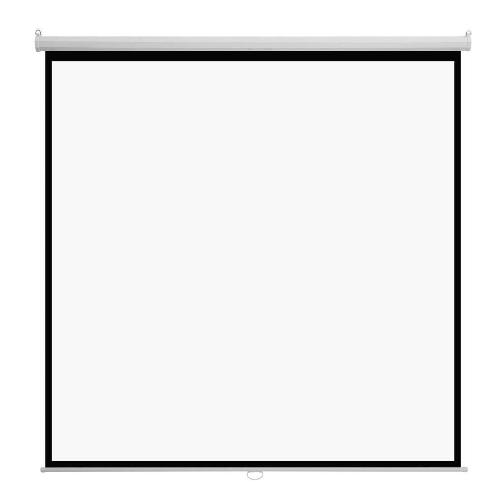 KFFKFF Manual Pull-Down Projector Screen, 120-Inch 1:1 Ratio, 4K and 1080 HD Compatible, Wall-Mounted Retractable Screen with Pull Cord, Portable Display for Home, Office, or Theater Use