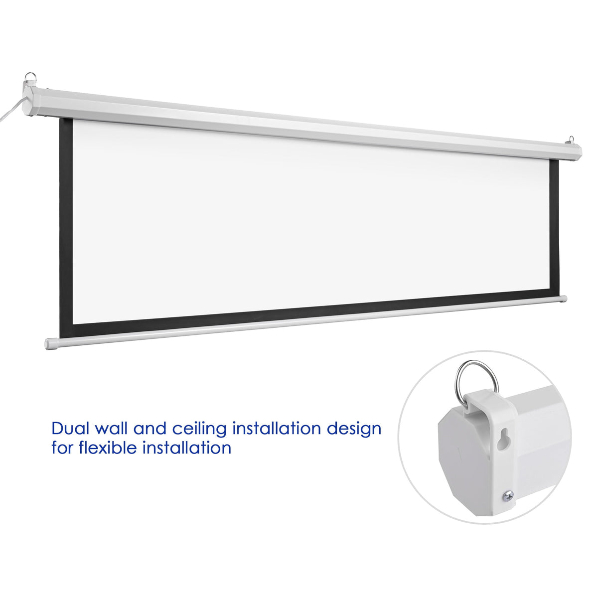 InstaHibit 92" Motorized Projection Screen with Remote Control 16:9 4K 3D HD Electric Projector Screen Wall Mounted Indoor Outdoor Movie Night