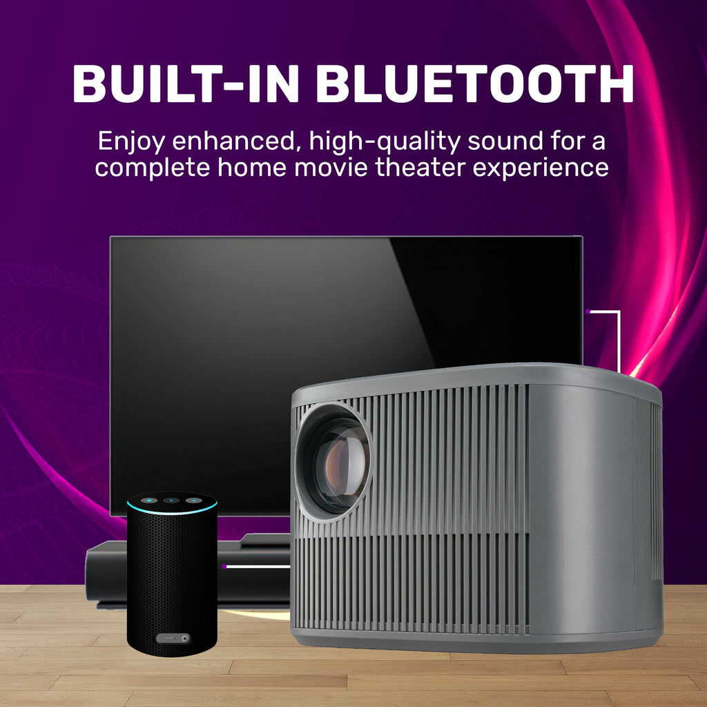 RCA 720P HD Roku Smart Home Theater Projector With Roku Express Streaming, 150 ANSI, RPJ185, Black