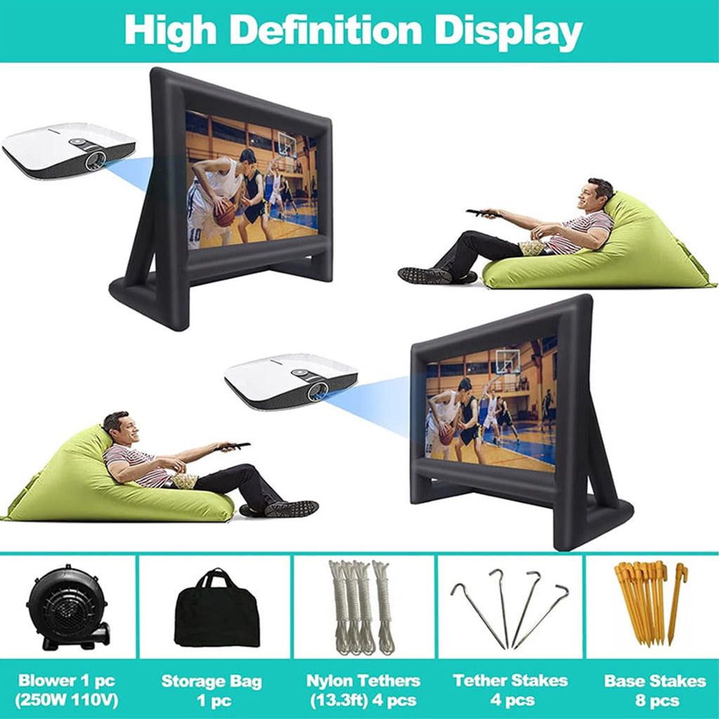 21 feet Inflatable Outdoor Projector Movie Screen - Blow Up Screen for TV & Movies with Blower Portable Projection Screen for Home Theater Outdoor Indoor Support Front & Rear Projection