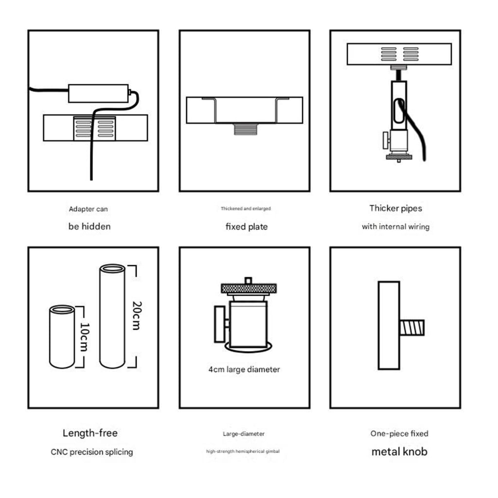 PatungKu Metal Projectors Ceiling Mount 1/4 Thread Wide Compatibility Retractable Arms and Multiple Adjustment Projectors Stand