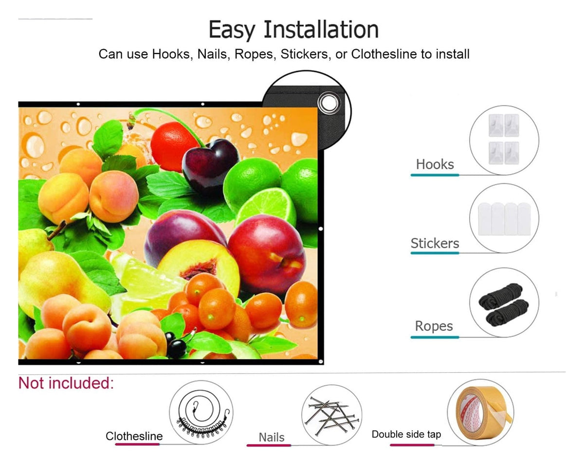 16:9 Metal Anti Light Curtain 100 120 133 150 Inches Home Outdoor Office Portable 3D HD Projection Screen ,Better Contrast and Color