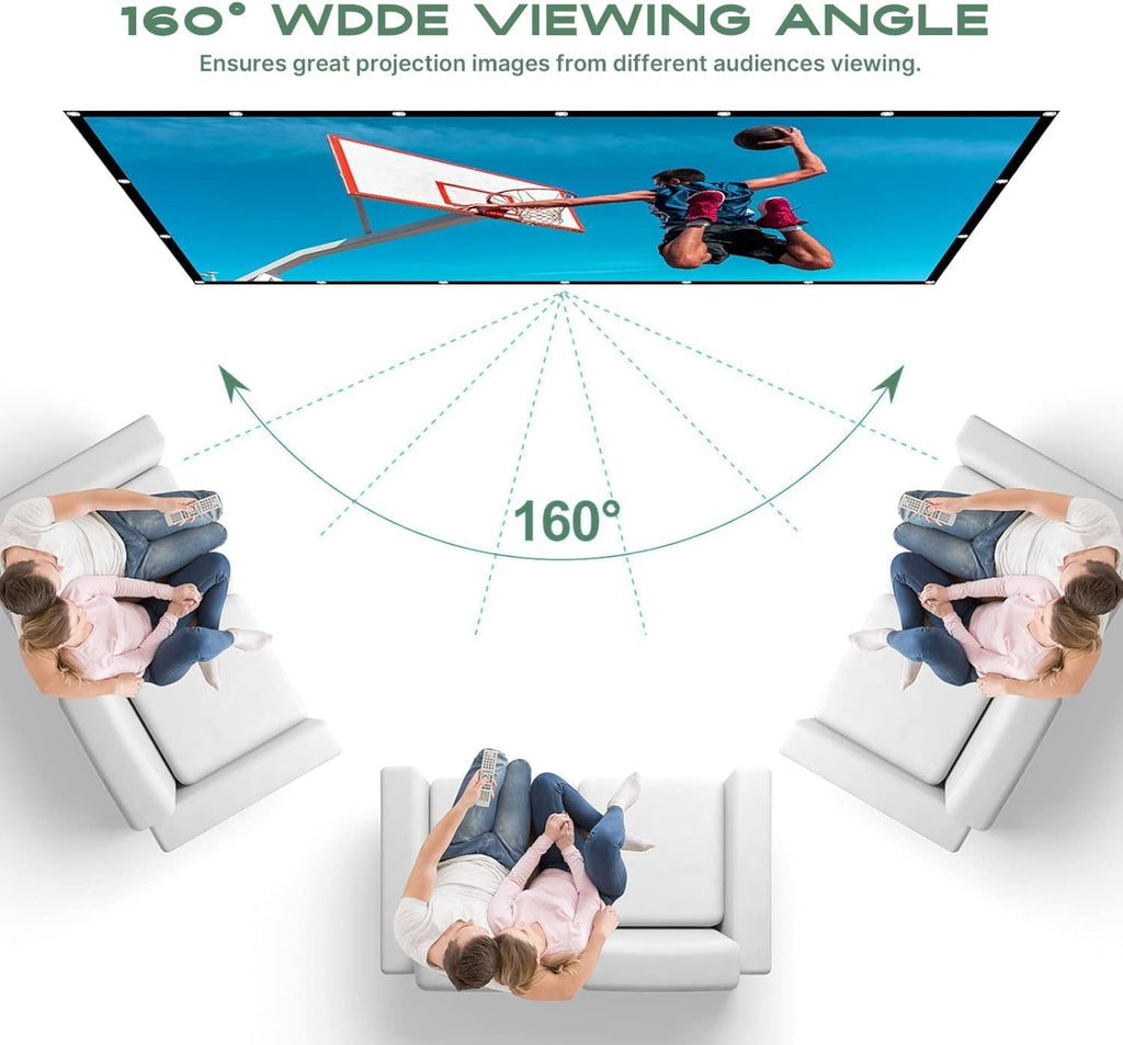 120 inch Projector Screen 16:9, 4K HD Indoor Outdoor Wall Mount Foldable Portable Movie Screens with Storage Bag , Anti-Crease Projection Screen for Home Theater