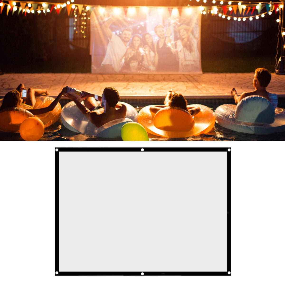 1pc Portable Foldable NOn Crease White Projector Curtain Projection Screen 4:3 (100inch)