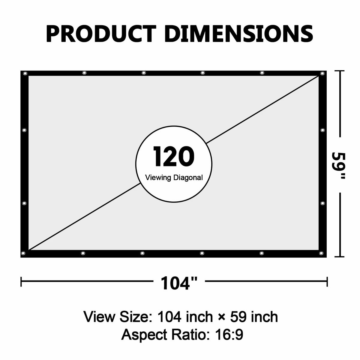 Izrizr 120 inch Projector Screen 16:9, 4K HD Indoor Outdoor Wall Mount Foldable Portable Movie Screens, Anti-Crease Projection Screen for Home Theater