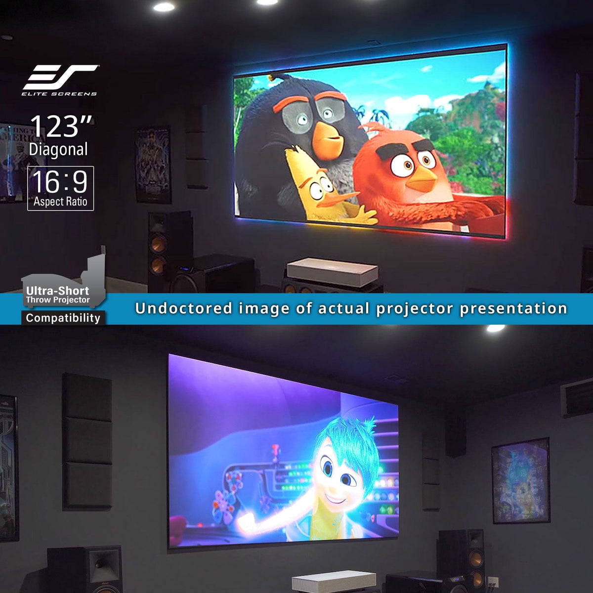 Aeon CLR3, 123"Diag,1 6:9, Ceiling Light Rejecting EDGE FREE Fixed Frame Ultra-Short Throw Projector Screen AR123H-CLR3