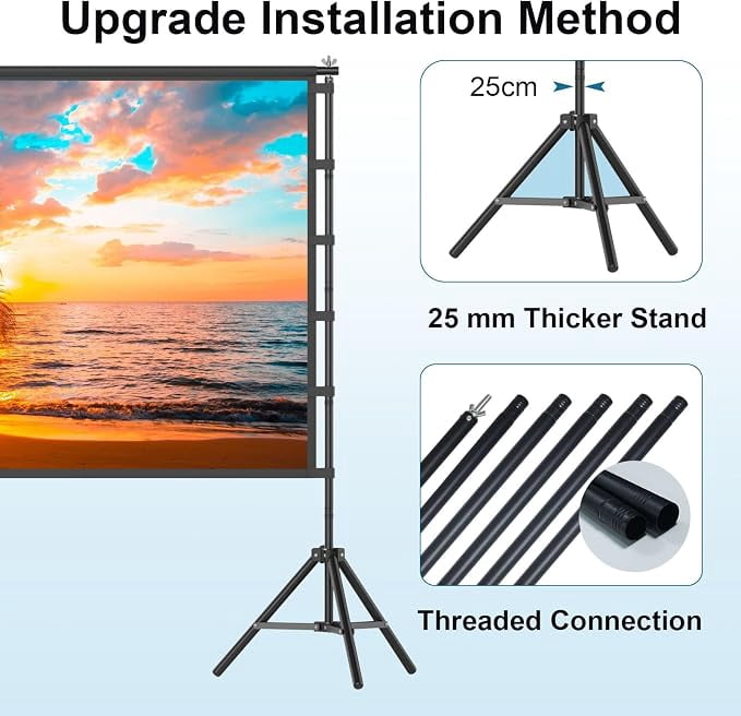 Florascent 120 inch Projector Screen with Stand, 4K HD 16:9 Foldable Anti-Crease Indoor Outdoor Movie Screen, Portable Projection Screen for Backyard Theater, Camping, and Sports Viewing Parties