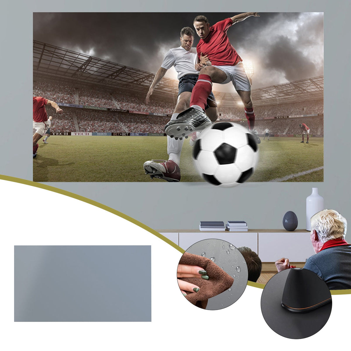 Viflosae Projection Screen 80 Inch, Washable Projector Screen 16:9 Foldable Portable Projector Movies Screen For Home Outdoor Indoor Electronics Gadgets