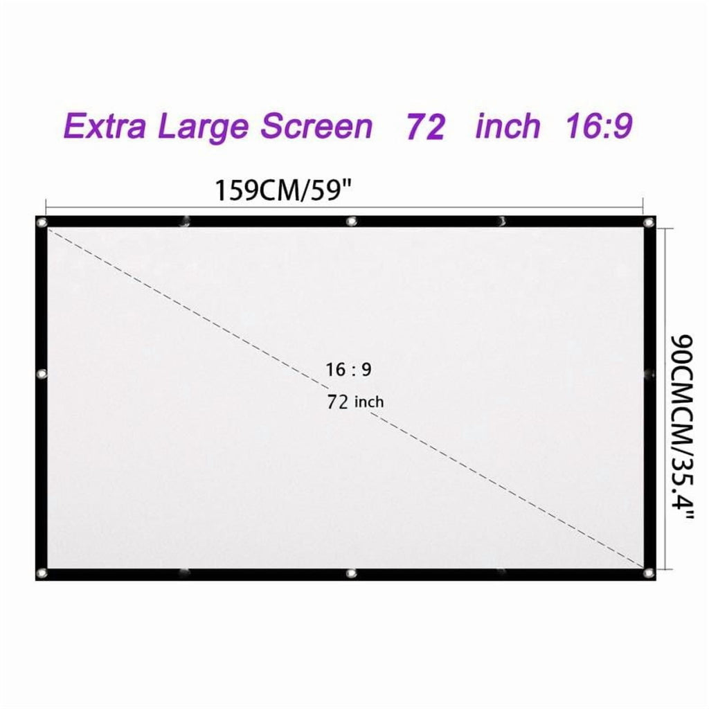 Projector Screen 72 inch 16:9 HD Foldable Anti-Crease Portable Projection Movies Screen for Home Theater Outdoor Indoor