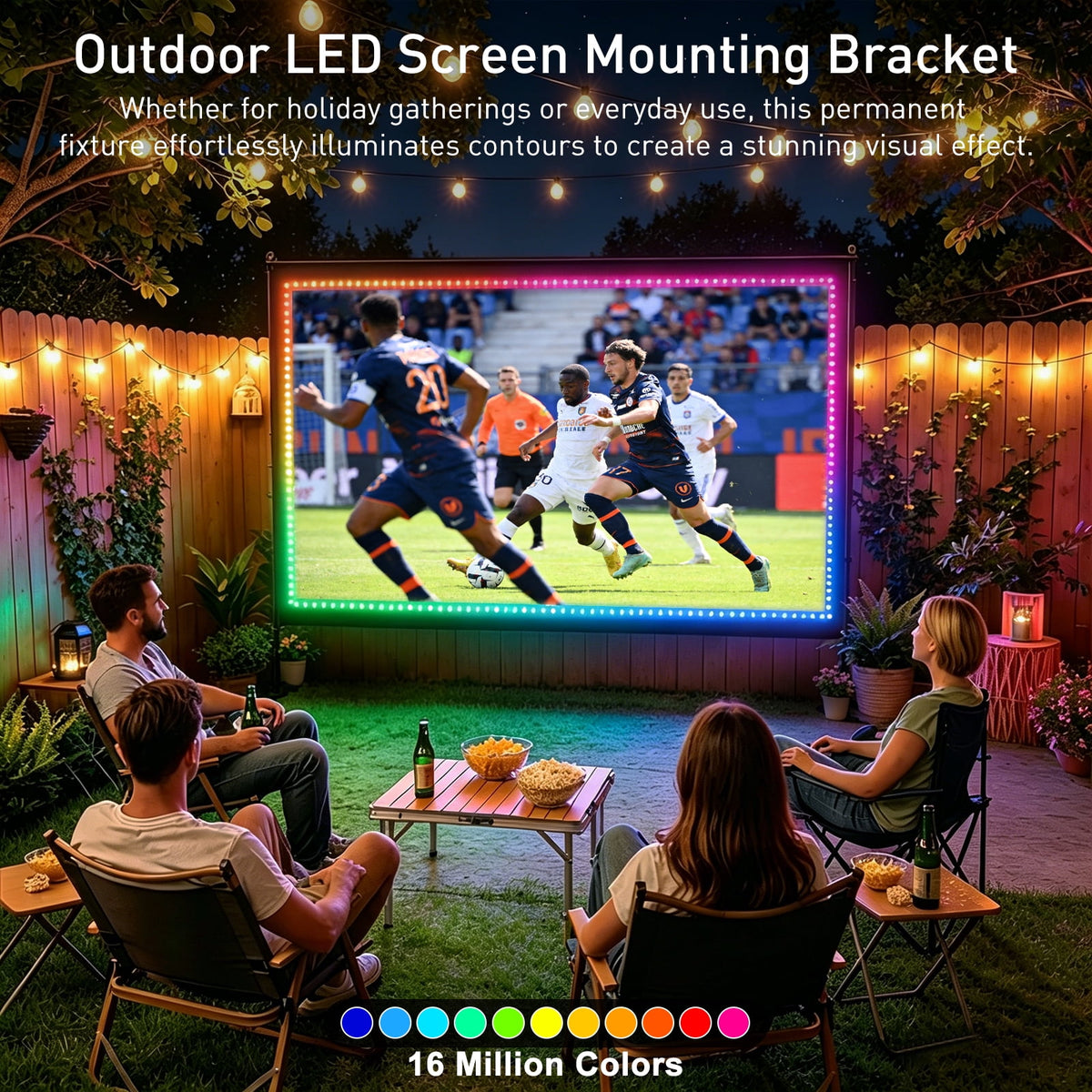 LED Projector Screen with Stand, 150 inch Indoor Outdoor Projection Screen, Portable 16:9 4K HD Rear Front Movie Screen with Carry Bag Wrinkle-Free Design for Home Theater Backyard Cinema
