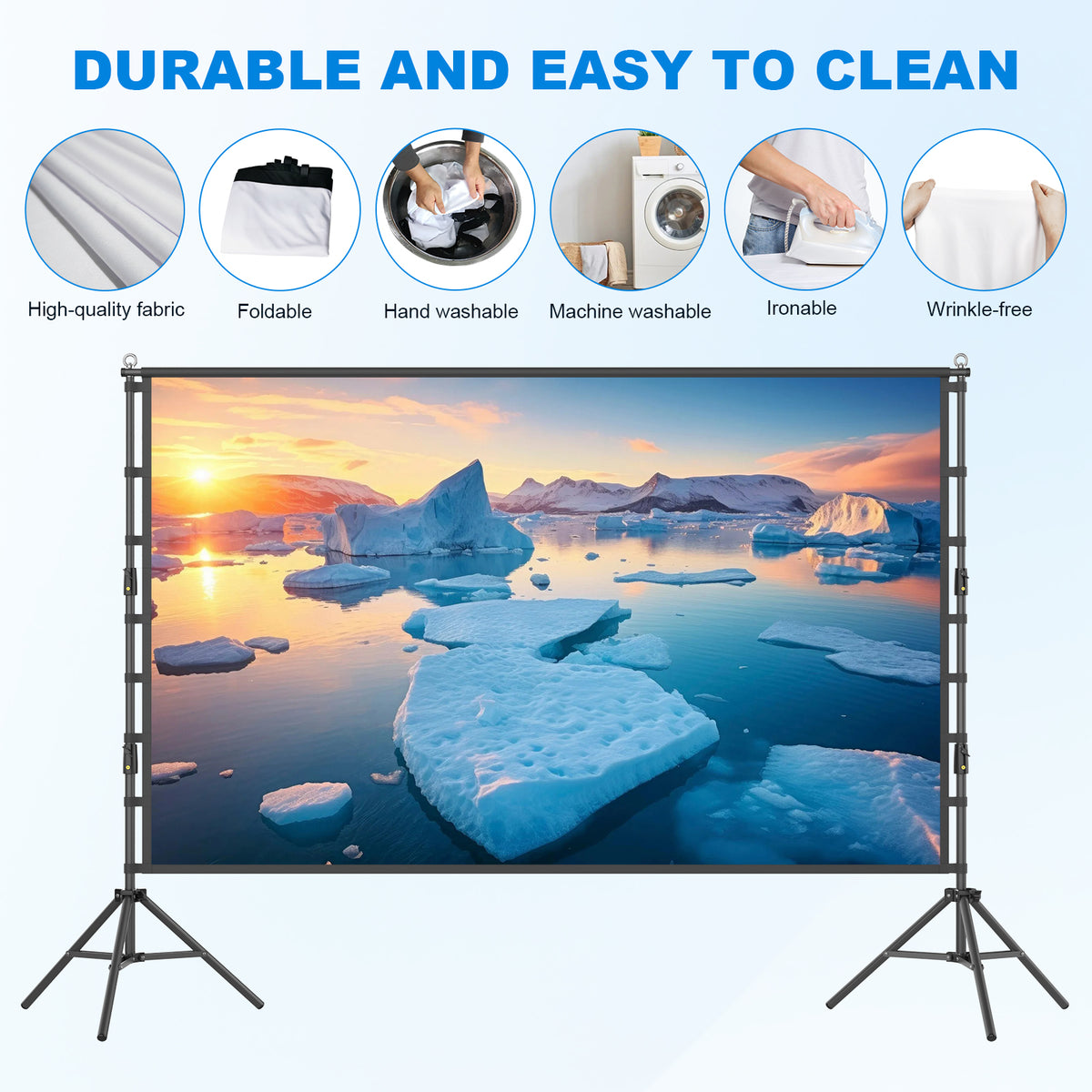 Florascent 180" Projector Screen with Stand, Portable Projection Screen 16:9 4K HD Movie Screen for Outdoor Indoor Home Theater