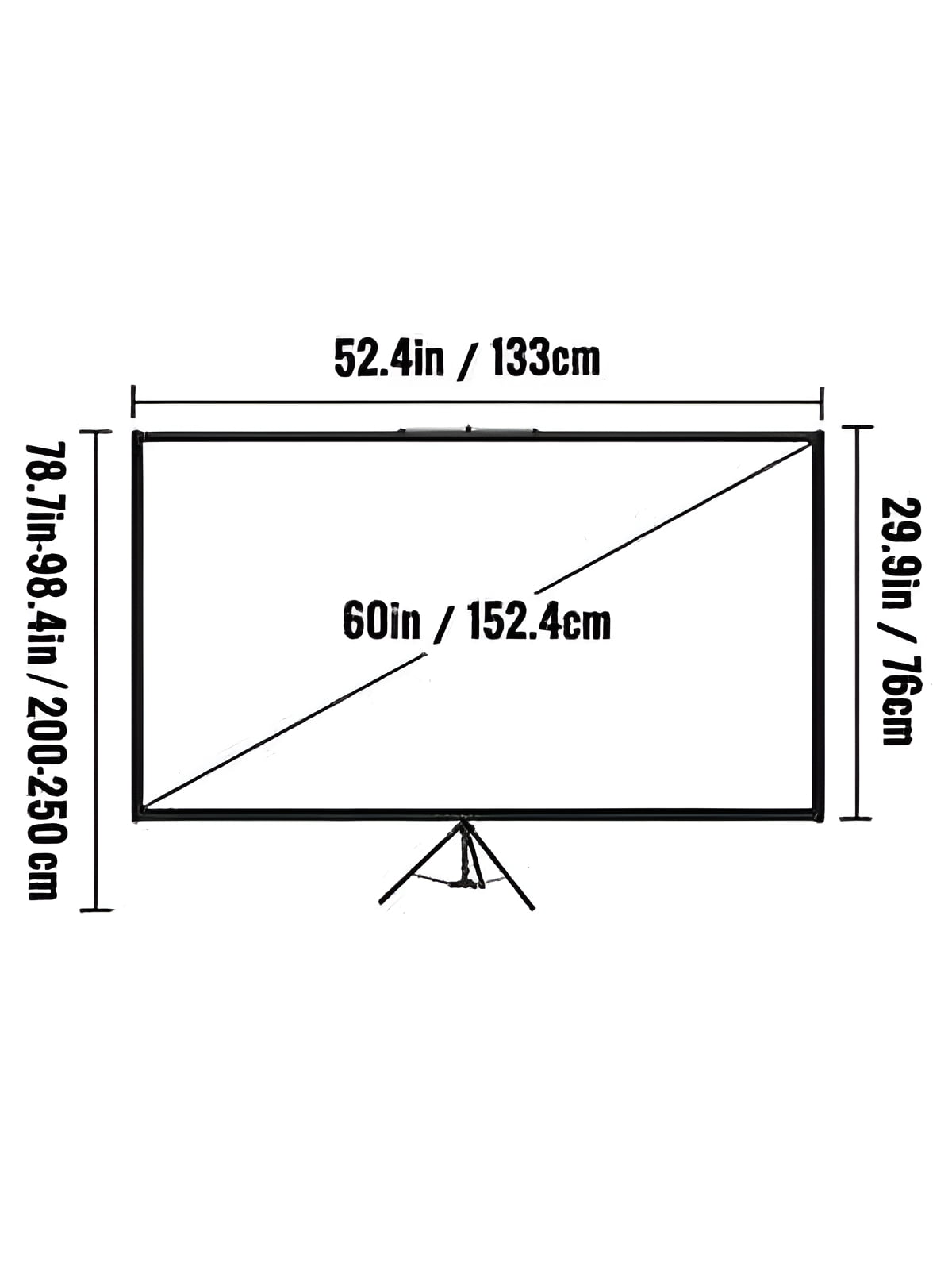 VEVOR Tripod Projector Screen with Stand 70 inch 4K HD 16:9 Home Cinema Portable