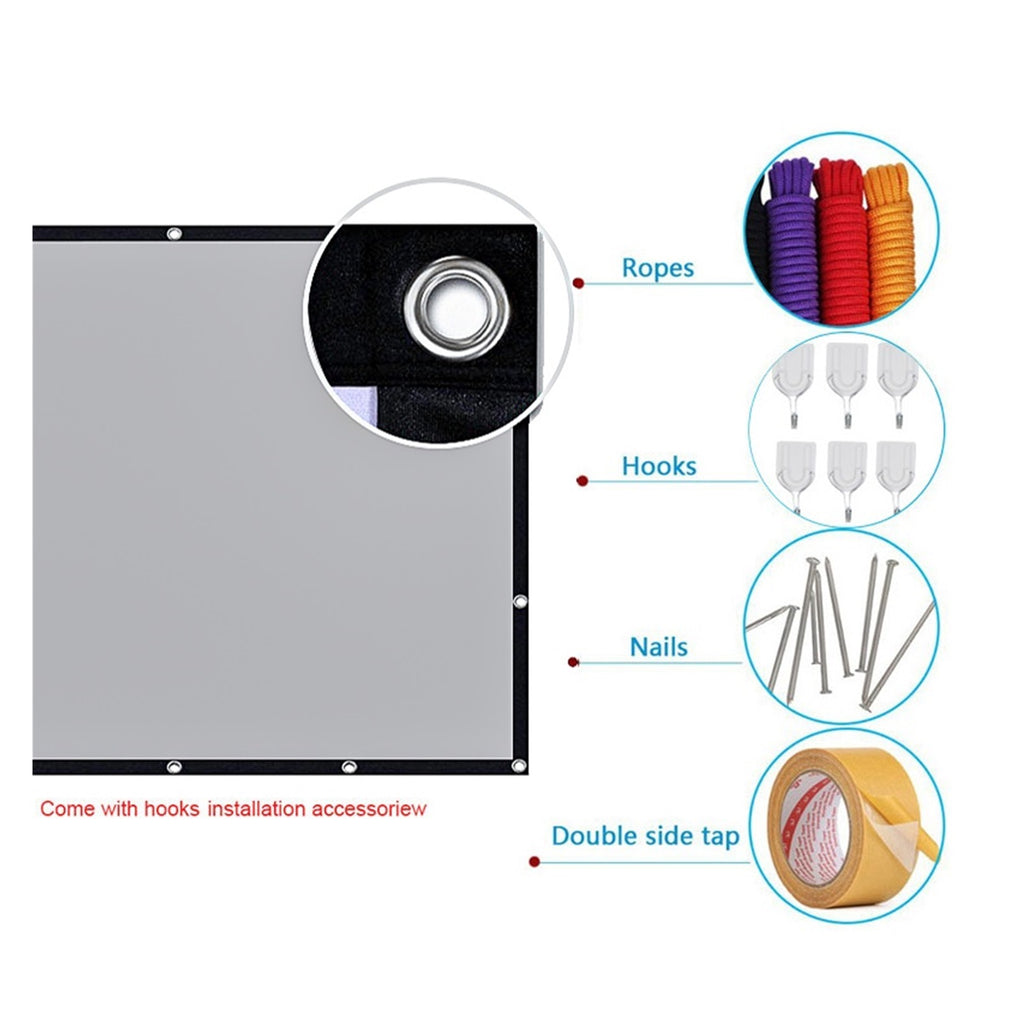 Projector Screen, Light-Proof With Hole 60-Inch 3d High-Definition Pportable Projection Screen 16:9 Projector Outdoor Indoor ,Widely Applied