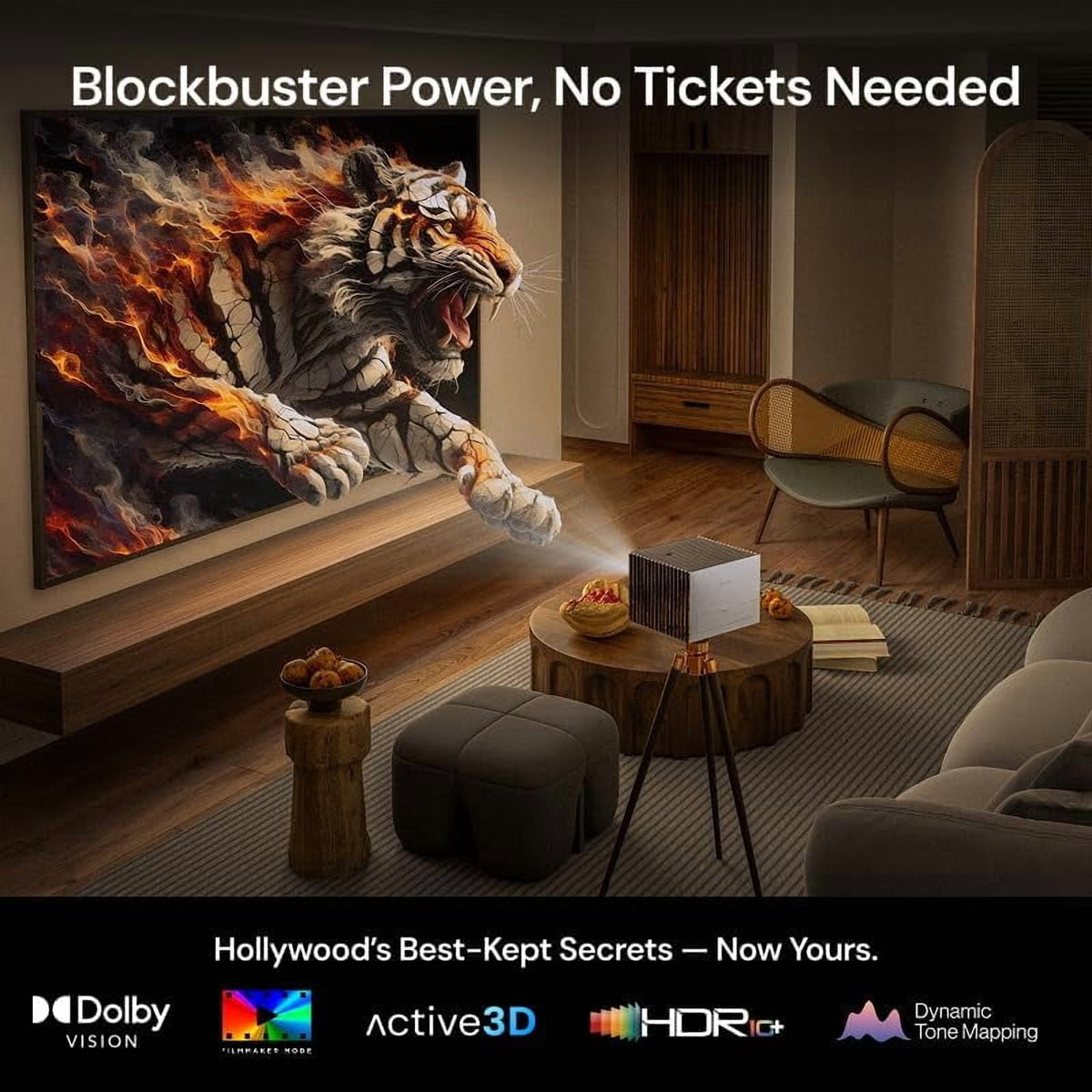 Valerion VisionMaster Pro2 4K Triple Laser Projector ，3000 ISO Lumens, HDR10+, IMAX, Google TV– Nocturne Blue