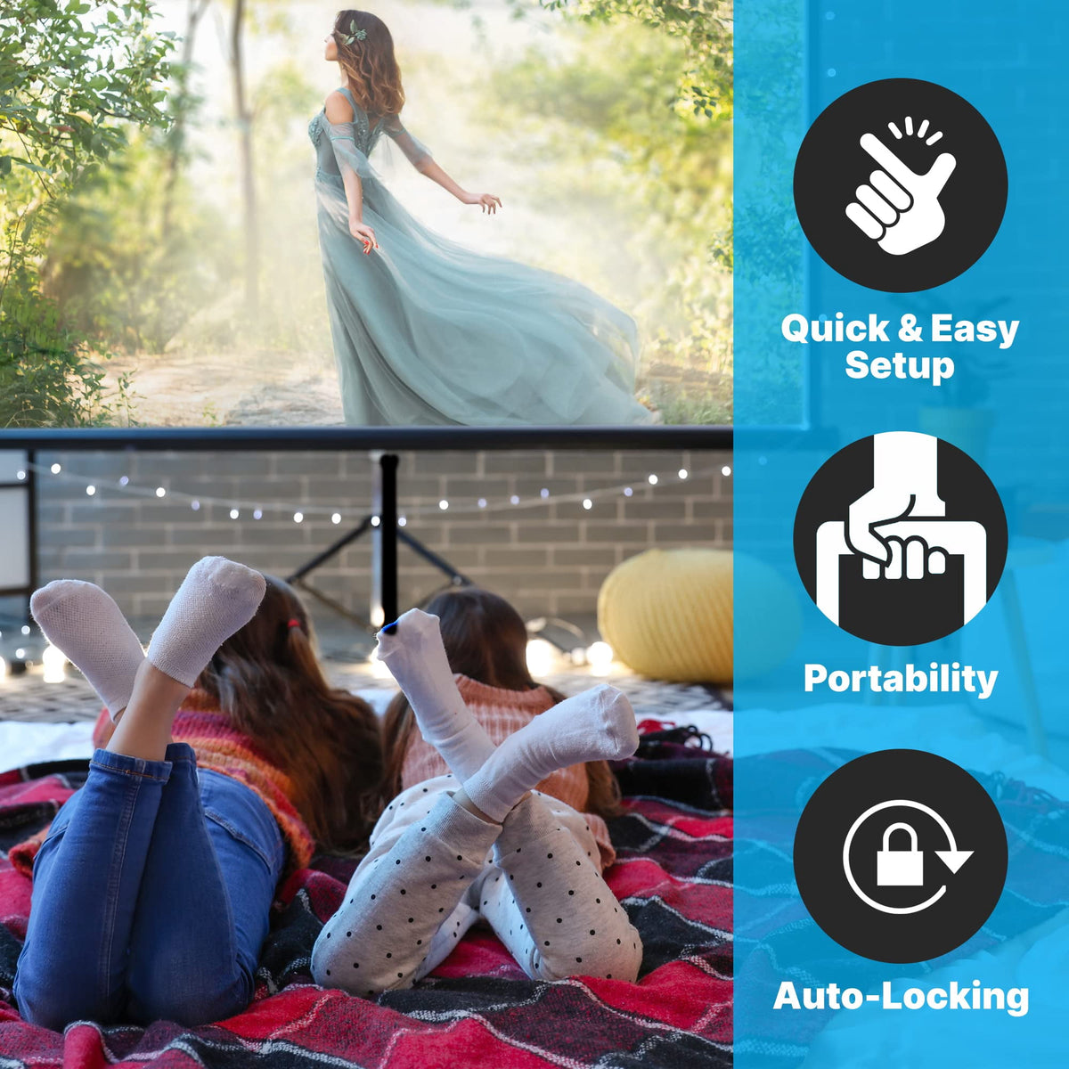 Pyle Universal Projector Screen W/ Stand 60-inch Floor Standing Portable Fold-Out Rollup Matte